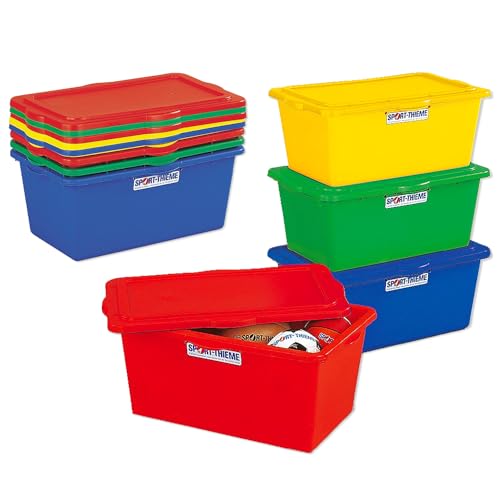 Sport-Thieme Materialbox 90 Liter | bis 150 kg belastbar | ergonomische Griffmulden | aus hochfestem Spezialkunststoff | BxHxT: ca. 80x31,5x52 cm | gut Stapelbar | rot, gelb, blau, grün von Sport-Thieme