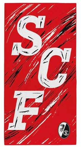 SC Freiburg Duschtuch - SCF - ROT Badetuch 70 x 140 cm Strandtuch GOTS Handtuch - Plus Lesezeichen Wir lieben Fußball von Sportclub Freiburg