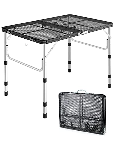 Sportneer Grilltisch Outdoor Klappbar 90×60cm - Campingtisch Klappbar 3 Höhenverstellbar Gartentisch Camping Tisch Leicht und Tragbar Kleiner Grill Tisch für Picknick Camping von Sportneer