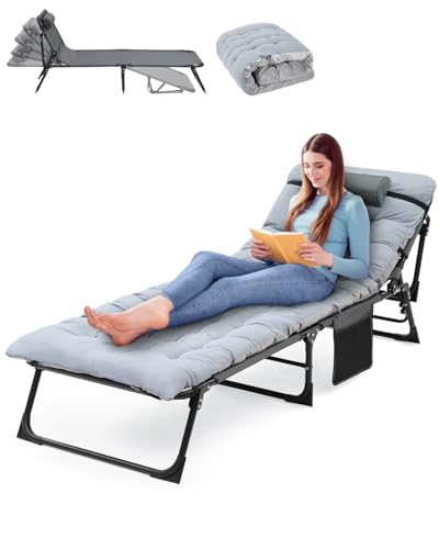 Feldbett Gartenliege, 3 in 1 Gästebett Dreibeinliege mit Matratze für Indoor Balkon Garten Outdoor Camping Reisen Strand von Sportneer