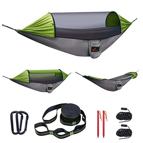 Hängematte mit Moskitonetz, 300 x 180cm Sportneer Outdoor Hängematte 200KG Tragkraft Camping Hängematte, hängematten mit 2 Premium Karabiner, 2 Nylonschlingen inklusive von Sportneer