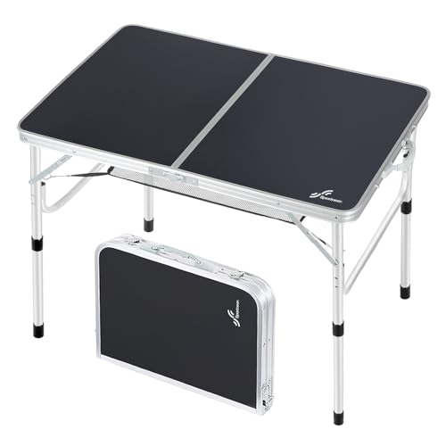 Klappbarer Campingtisch, Sportneer, höhenverstellbar, Kleiner Klapptisch, tragbare Campingtische (59,9 cm L x 39,9 cm B (2 Höhen)) mit Netzschicht für Outdoor von Sportneer