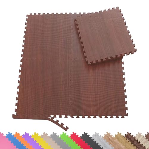 Sporttrend 24® 24 Schutzmatten + 48 Randstücke Set Farbwahl 60x60x1cm | 8,64qm | Bodenschutzmatte Sportmatte Gymnastikmatte Puzzlematte Fitnessmatte Unterlegmatte Trainingsmatte Yogamatte Dunkelbraun von Sporttrend 24