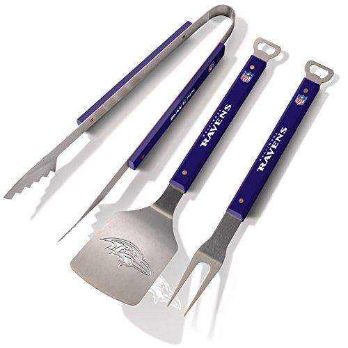 Sportula Produkte 9026792 Baltimore Ravens Spirit Serie 3 Stück Grill Tool Set, silber Baltimore Ravens silber von YouTheFan