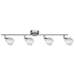home24 Deckenleuchte Wave 4-flammig 60 x 16 x 8cm Weiß/Silber Klarglas Chrom G9 von home24