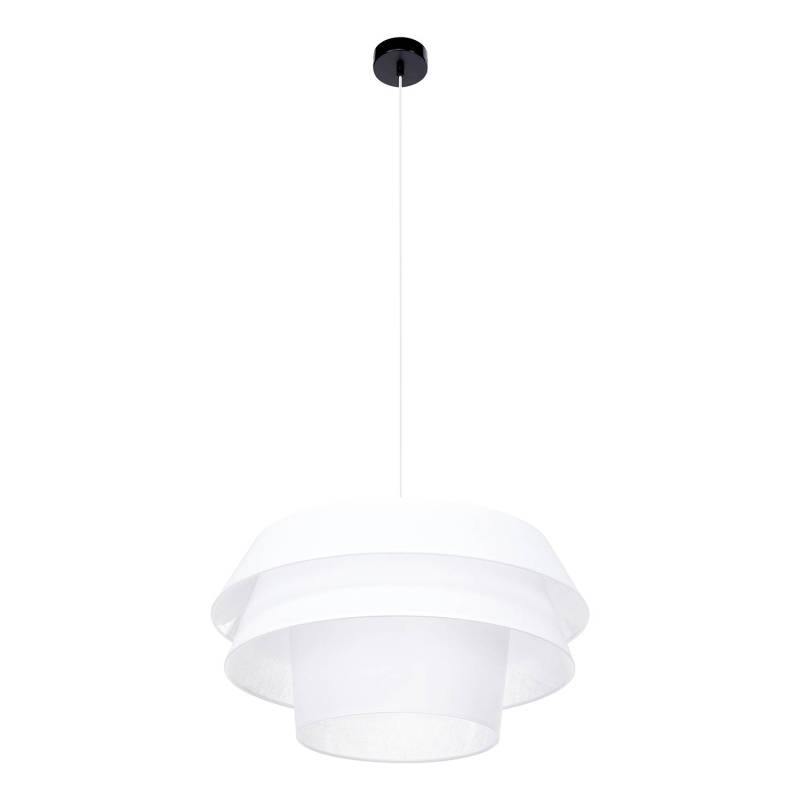 home24 Pendelleuchte Amar I Ø 55cm Weiß Baumwollstoff E27 von home24