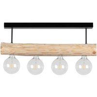 SPOT Light Deckenleuchte SP-6996404  Trabo Simple kiefer schwarz Holz Metall H/L/D: ca. 23x70x10 cm E27 4 Brennstellen von Spot Light