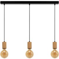 SPOT Light Pendelleuchte Spinel schwarz Metall Holz B/T/L: ca. 66x10x110 cm E27 3 Brennstellen von Spot Light
