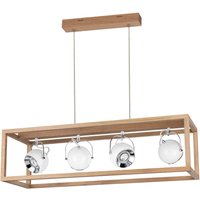 SPOT Light Pendelleuchte natur Holz B/H/L: ca. 30x120x90 cm GU10 4 Brennstellen von Spot Light