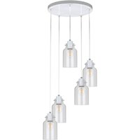 SPOT Light Pendelleuchte weiß transparent Metall Glas D: ca. 35 cm E27 5 Brennstellen von Spot Light