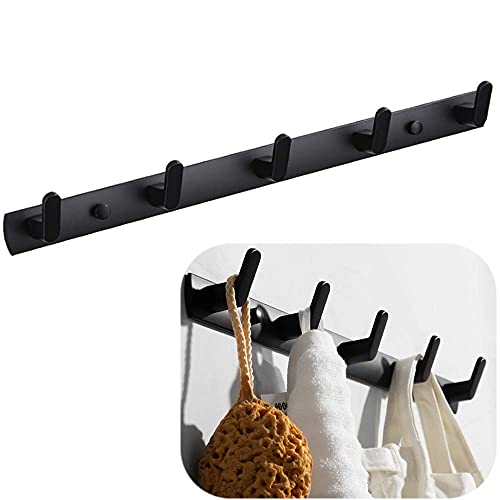 Spotact Handtuchhalter Haken Wandgarderobe an der Wand Montierte Garderobenständer mit 5 Haken 17,7 x 1,3 Zoll Moderner Schwarzer Kleiderbügelhalter von Spotact