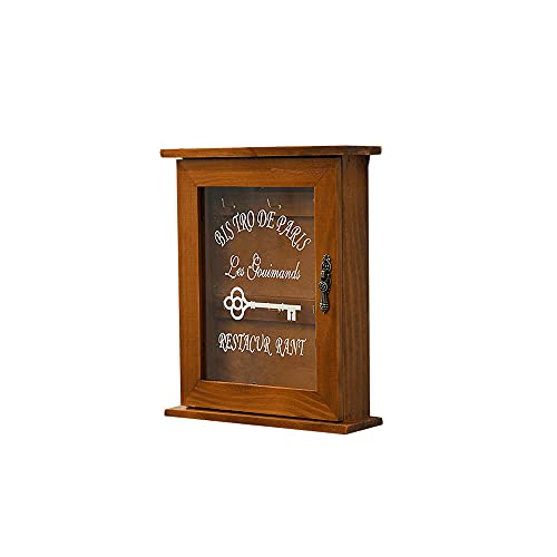 Spotact Holz Schlüsselbox Retro Wand Schlüsselschrank mit Magnet Tür Langlebige Massivholz Lagerung mit 6 Haken Creative Home Decoration Holder von Spotact