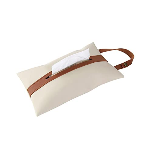 Spotact Taschentücher Box PU Leder Gesichtspapier Aufbewahrungstasche Organizer Halter Dekor Aufhängeleiste für Küche Restaurant Arbeitsplatten Schlafzimmer Kommoden Nachttische Schreibtische (Beige) von Spotact