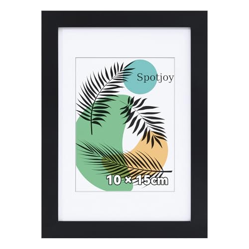 Spotjoy Bilderrahmen 10 x 15cm, MDF-Rahmen Holzrahmen mit Acrylglas Fotorahmen für Tisch- und Wandmontage Echtholz Passepartout Dokumentenrahmen Zertifikatsrahmen, Schwarz Spotjoy Bilderrahmen 10 x 15cm, MDF-Rahmen Holzrahmen mit Acrylglas Fotorahmen für Tisch- und Wandmontage Echtholz Passepartout Dokumentenrahmen Zertifikatsrahmen, Schwarz von Spotjoy