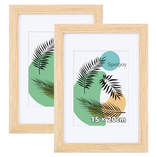 Spotjoy Bilderrahmen 15 x 20cm, 2er Set, MDF-Rahmen Holzrahmen mit Acrylglas Fotorahmen für Tisch- und Wandmontage Echtholz Passepartout Dokumentenrahmen Zertifikatsrahmen, Eiche Spotjoy Bilderrahmen 15 x 20cm, 2er Set, MDF-Rahmen Holzrahmen mit Acrylglas Fotorahmen für Tisch- und Wandmontage Echtholz Passepartout Dokumentenrahmen Zertifikatsrahmen, Eiche von Spotjoy