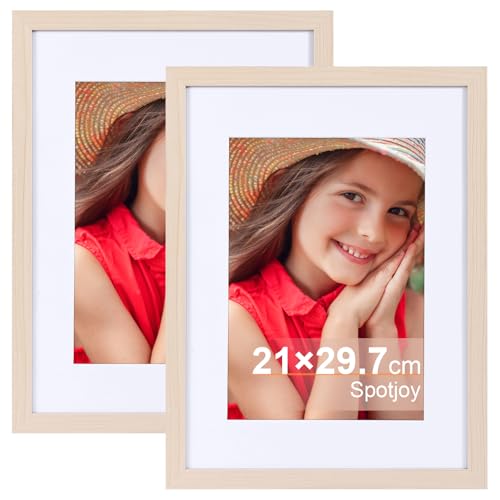 Spotjoy Bilderrahmen A4 21x29.7cm Fotorahmen Holzrahmen Posterrahmen mit Passepartout MDF Rahmen 2er-Set,Holz Spotjoy Bilderrahmen A4 21x29.7cm Fotorahmen Holzrahmen Posterrahmen mit Passepartout MDF Rahmen 2er-Set,Holz von Spotjoy