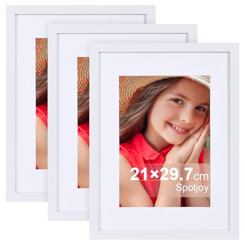 Spotjoy Bilderrahmen A4 21x29.7cm Fotorahmen Holzrahmen Posterrahmen mit Passepartout MDF Rahmen 3er-Set,Weiß Spotjoy Bilderrahmen A4 21x29.7cm Fotorahmen Holzrahmen Posterrahmen mit Passepartout MDF Rahmen 3er-Set,Weiß von Spotjoy