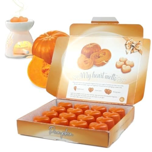 Kürbiswachsschmelzen – 16 x 0,176 Unzen herzförmige, stark nach Kürbis duftende Wachsschmelzen in einer eleganten Geschenkbox – Spotless Leopard – Perfektes Duftgeschenk Kürbiswachsschmelzen – 16 x 0,176 Unzen herzförmige, stark nach Kürbis duftende Wachsschmelzen in einer eleganten Geschenkbox – Spotless Leopard – Perfektes Duftgeschenk von Spotless Leopard