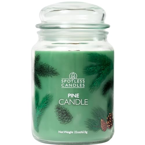 Spotless Leopard Pine Kerze – großes 22-Unzen-Glasgefäß mit Holzdocht in dekoriertem Glas in einer Präsentationsgeschenkbox in einer schützenden Versandbox von Spotless Leopard