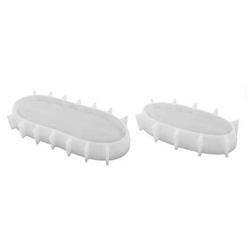 Spourita 2 Stücke Weiße Kerzen Glas Silikonform Ovale Zement Gips Blumentopfform Beton Wachskasten Kerzentablett Form Kerzentasse Form von Spourita