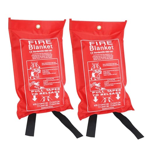 Spourita 2X FeuerlöSchdecke, Glasfaser-Notfalldecke, Flammhemmende Decke, Notfall-ÜBerlebens-Sicherheitsabdeckung von Spourita