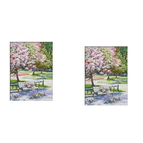 Spourita 2X Kreuz Stich Gestempelt Kits 14CT Bedruckte Stickerei Stoff Nadel Spitzen Kits Einfache Muster für AnfäNger 10,63 X 12,99 von Spourita