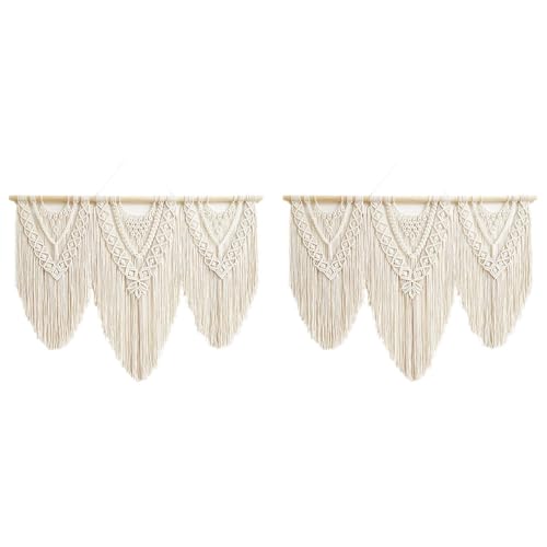 Spourita 2X Makramee Wandbehang, Handgewebt, BöHmisches Baumwoll Seil, Boho Wandteppich, Hause Dekoration Spourita 2X Makramee Wandbehang, Handgewebt, BöHmisches Baumwoll Seil, Boho Wandteppich, Hause Dekoration von Spourita