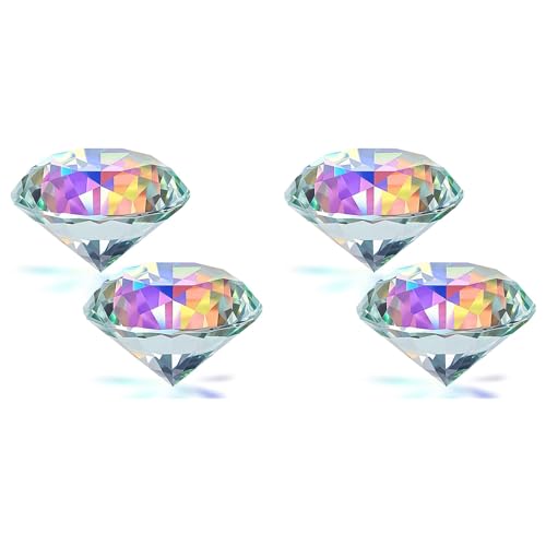Spourita 4 STÜCKE 50 mm/ 2 AB Farbe Facettierter Diamantkristall Regenbogen-Briefbeschwererkristall für Heimbürodekoration und Hochzeitsgeschenke von Spourita