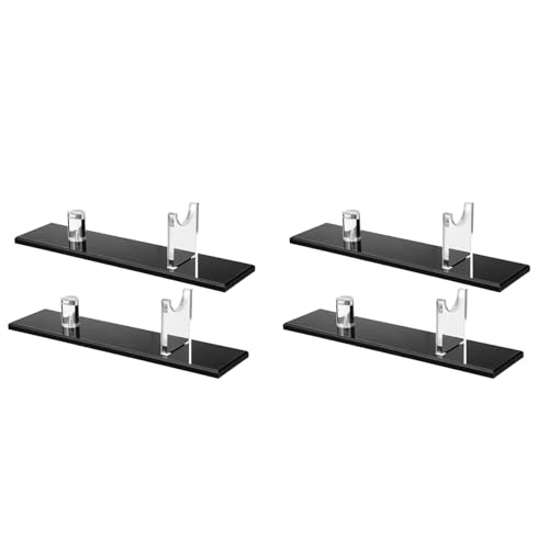 Spourita 4-Teiliger MesserstäNder Aus Acryl, Messeretui für Den Tisch, Einzelmesserhalter für die Inneneinrichtung (Schwarze Basis) von Spourita