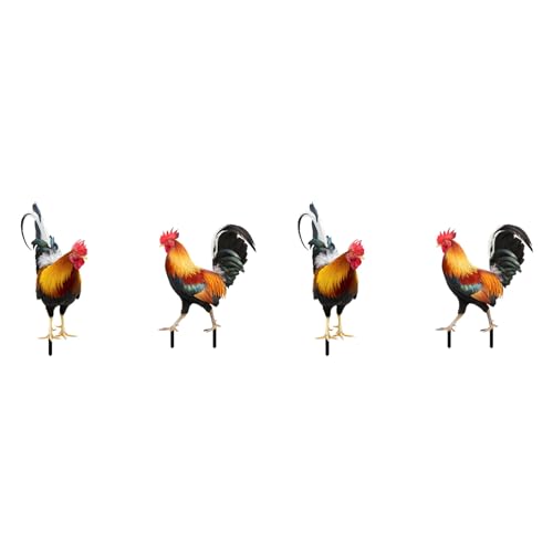 Spourita Set mit 4 Acryl-Hahnstatuen, Gartenstatuen für Den AußEnbereich, HüHnerdekor, Gartenskulpturen und Statuen für Terrassenrasen von Spourita