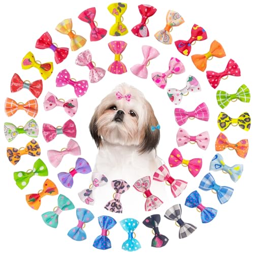 Haarschleifen für Hunde, elastisch, für kleine und mittelgroße Hunde, Haar-Zubehör-Set für kleine und mittelgroße Hunde, zufällige Auswahl, 100 Stück Haarschleifen für Hunde, elastisch, für kleine und mittelgroße Hunde, Haar-Zubehör-Set für kleine und mittelgroße Hunde, zufällige Auswahl, 100 Stück von Spove