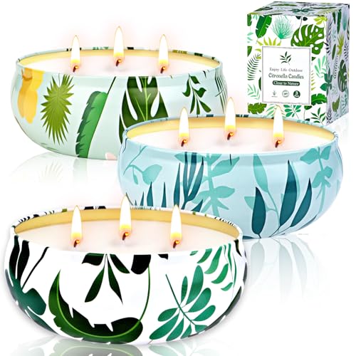 Citronella Kerze Outdoor Groß, 3 x 400ml Draußen Kerzen 3 Docht Natürliche Sojawachs Zitronella Candle Garten Citronella Duft Kerze Indoor Beste Geschenk für Camping Picknick Terrasse - 90h Brenndauer Citronella Kerze Outdoor Groß, 3 x 400ml Draußen Kerzen 3 Docht Natürliche Sojawachs Zitronella Candle Garten Citronella Duft Kerze Indoor Beste Geschenk für Camping Picknick Terrasse - 90h Brenndauer von Spoyletto