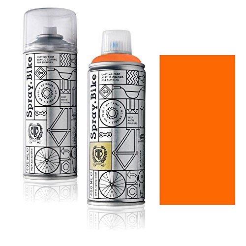 Fahrrad Lackspray in NEON Farben - KEINE GRUNDIERUNG notwendig - Acryllack/Lack Spray in 400 ml Spraydose, Matt- und Klarlack Optik möglich (Klarlack Set, Neon Orange) von SPRAY.BIKE