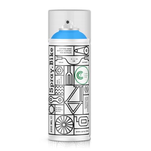 SPRAY.BIKE Fahrrad Lackspray - neonblau (FLUO- Neon Light Blue) in 400 ml Spraydose - KEINE GRUNDIERUNG notwendig - Fahrrad Lack, Sprühlack, Acryllack, Lack Spray von SPRAY.BIKE