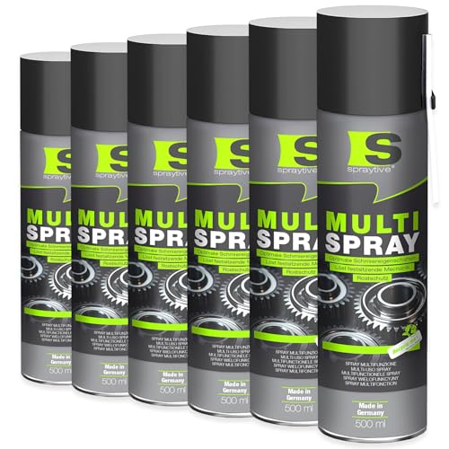 Spraytive Multi Spray 6 x 500 ml – 5-in-1 Kriechöl & Multifunktionsöl – Rostlöser, Schmiermittel, Kontaktspray, Reiniger & Korrosionsschutz – Allzwecköl – Made in Germany von Spraytive