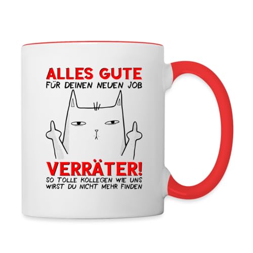 Spreadshirt Alles Gute Für Deinen Neuen Job Verräter Tasse Zweifarbig, One size, Weiß/Rot von Spreadshirt