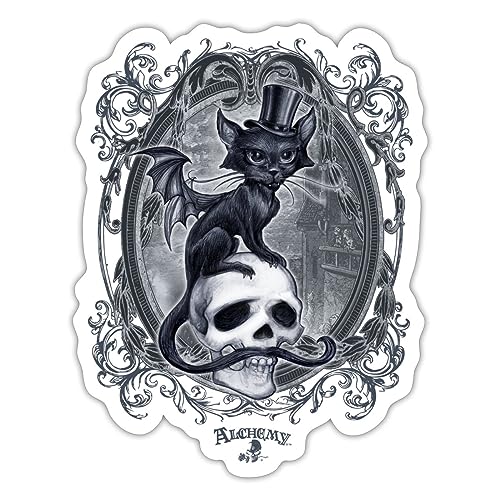 Spreadshirt Alchemy England Meowstopheles - Vampir Katze Sticker, 10 x 10 cm, Mattweiß von Spreadshirt