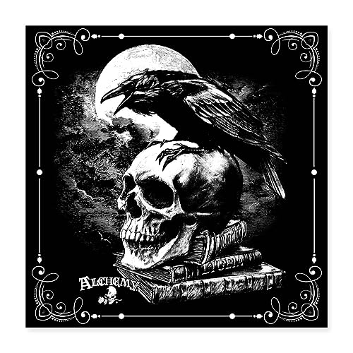 Spreadshirt Alchemy England Rabe Poe's Raven Totenkopf Poster 40x40 cm, One size, weiß von Spreadshirt