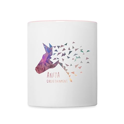 Spreadshirt Anita Girlietainment Low Poly Galaxy Design Tasse Zweifarbig, One size, Weiß/Pink von Spreadshirt