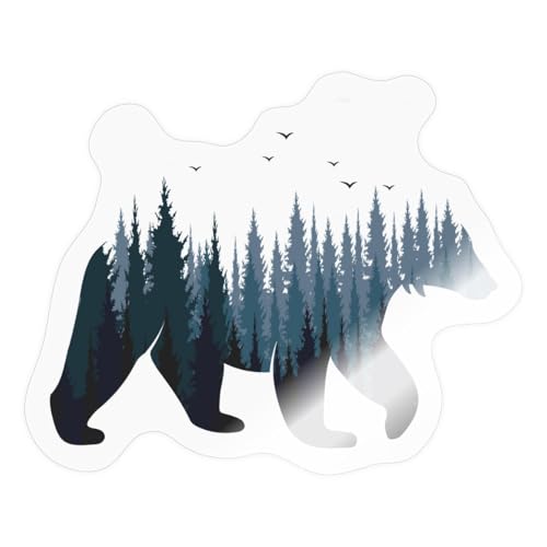 Spreadshirt Bär Natur Wald Bäume Outdoor Wandern Sticker, max. 10x10 cm, 10 x 10 cm, Transparent glänzend von Spreadshirt