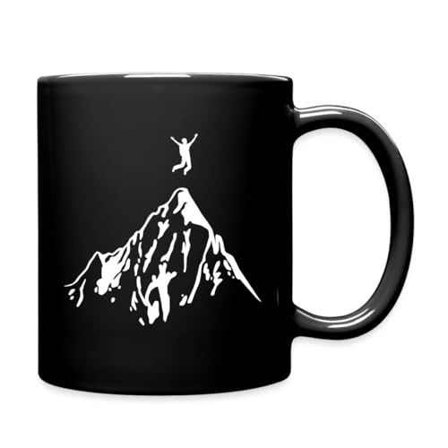 Spreadshirt Bergsteiger erreicht Berggipfel Tasse Einfarbig, One size, Schwarz von Spreadshirt