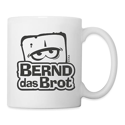 Spreadshirt Bernd Das Brot Logo Schwarz-Weiß Tasse, One size, weiß von Spreadshirt