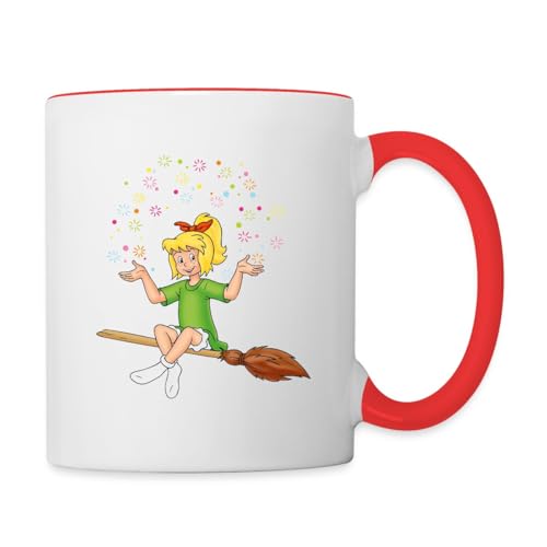 Spreadshirt Bibi Blocksberg Sitzt Auf Kartoffelbrei Tasse Zweifarbig, One size, Weiß/Rot von Spreadshirt