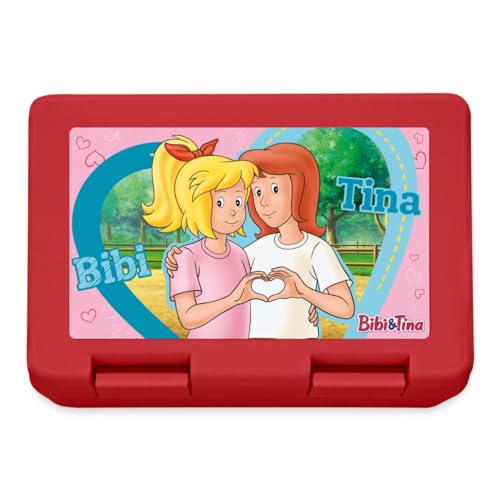 Spreadshirt Bibi und Tina Herzrahmen Brotdose Lunchbox, One size, Rot von Spreadshirt