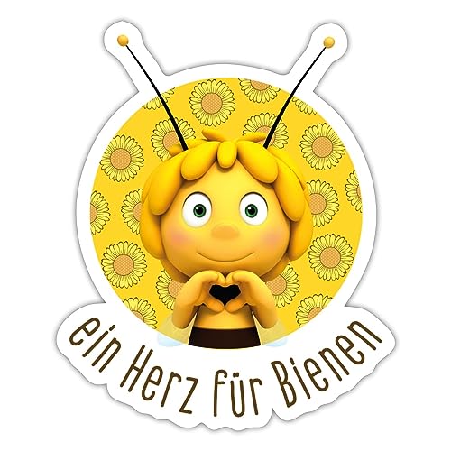 Spreadshirt Biene Maja Ein Herz Für Bienen Sticker, 10 x 10 cm, Mattweiß von Spreadshirt