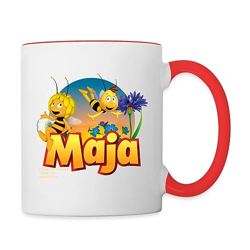 Spreadshirt Biene Maja Zusammen mit Willi Tasse Zweifarbig, One size, Weiß/Rot von Spreadshirt