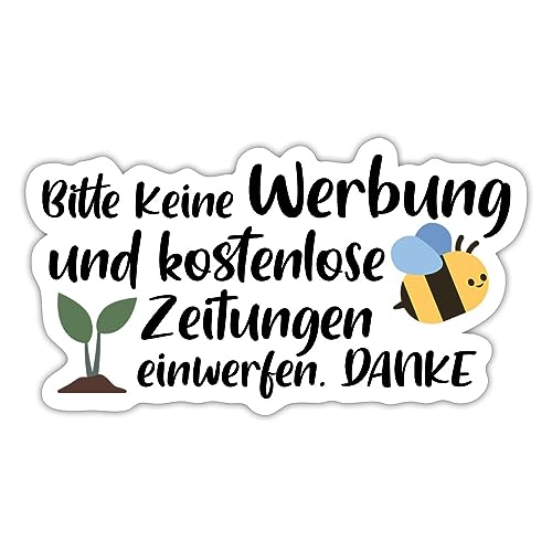 Spreadshirt Bitte Keine Werbung Einwerfen Briefkasten Sticker, 10 x 10 cm, Mattweiß von Spreadshirt