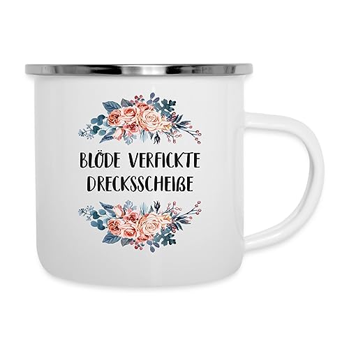 Spreadshirt Blöde Verfickte Drecksscheiße Blumen Camping-Becher, One size, weiß von Spreadshirt