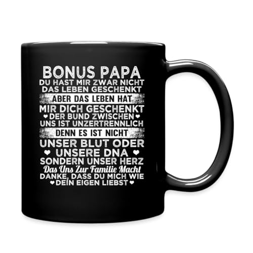 Spreadshirt Bonus Papa Geschenk Stiefvater Vatertag Vatertagsgeschenk Tasse Einfarbig, One size, Schwarz von Spreadshirt
