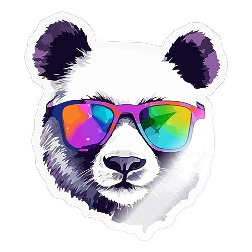 Spreadshirt Bunter Panda Mit Sonnenbrille Sticker, 10 x 10 cm, Transparent glänzend von Spreadshirt